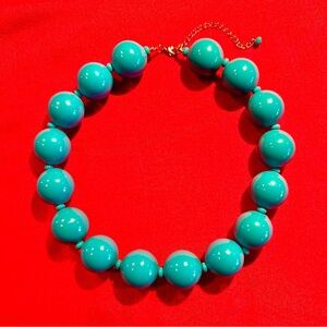 Vintage Y2K Large Turquoise-Bead Short Plastic Necklace